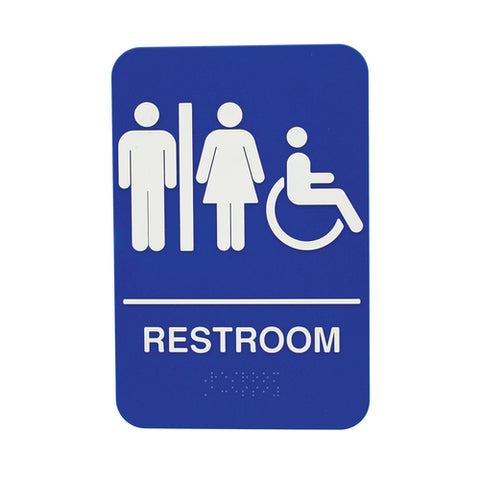 695650 Tablecraft 6" x 9" Women/Men Restroom Symbol & Braille