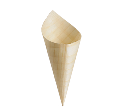 BAMDCN5 Tablecraft 1.5 Oz. Mini Wooden Disposable Pinewood Serving Cone