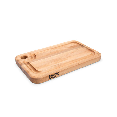 MPL1610125-FH-GRV John Boos 16" X 10 Grooved Maple Cutting Board w/ Finger Holes