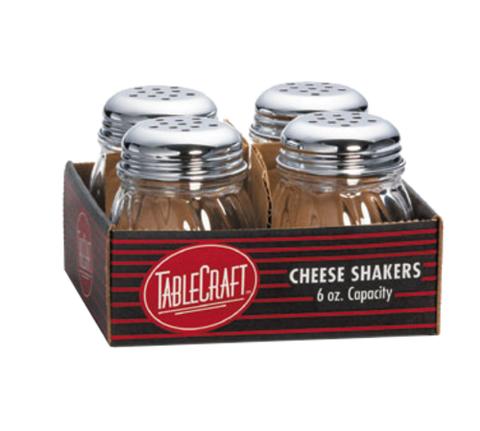 CP260-4 Tablecraft 6 Oz. Plastic Swirl Cheese Shaker w/ Perforated Top