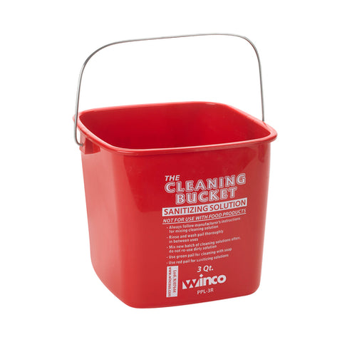 PPL-3R Winco 3 Qt. Red Cleaning Bucket