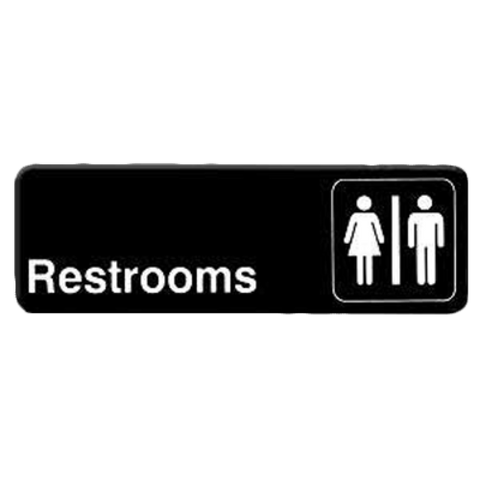 PLIS9315BK Thunder Group 9" x 3" Restrooms Information Sign