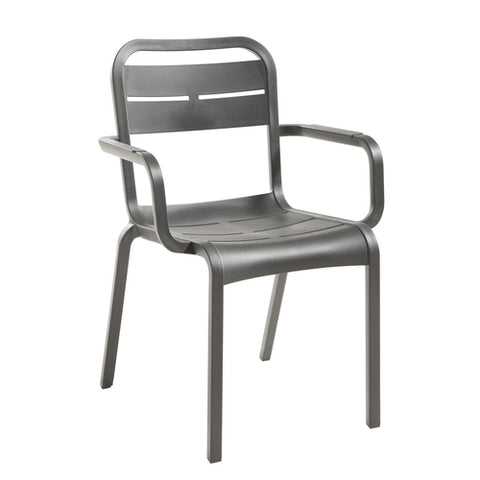 UT115002 Grosfillex Cannes Stacking Armchair, Charcoal