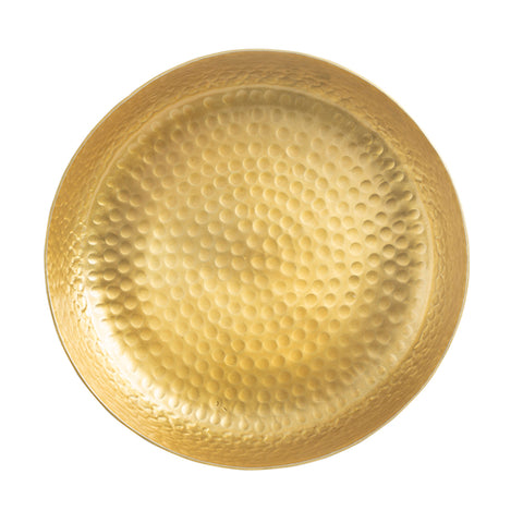 10740 TableCraft Products Round Platter, 8.5&quot;, Crackle Pattern, Gold Powder Coated Finish
