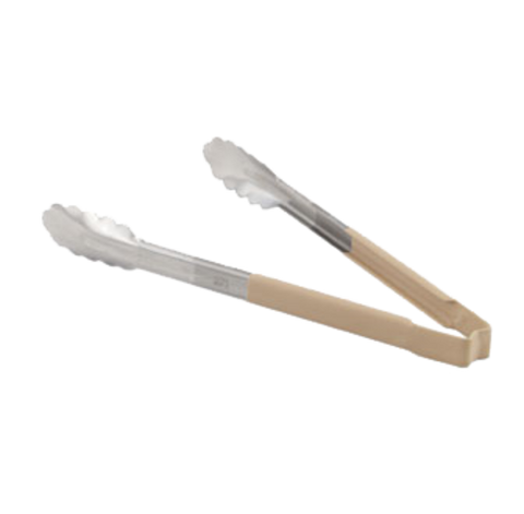 4780960 Vollrath 9-1/2" Stainless Steel Scalloped Tong w/ Tan Coated Kool Touch Handle