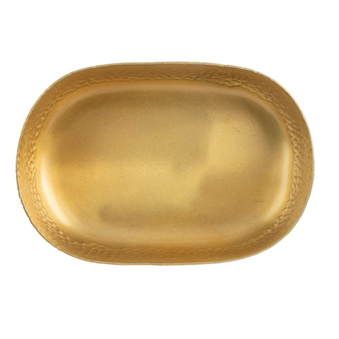 10704 TableCraft Products Oval Aluminum Bowl, 9.25 x 6.375 x 2.625&quot;, Crackle Pattern, Gold Powder Coated