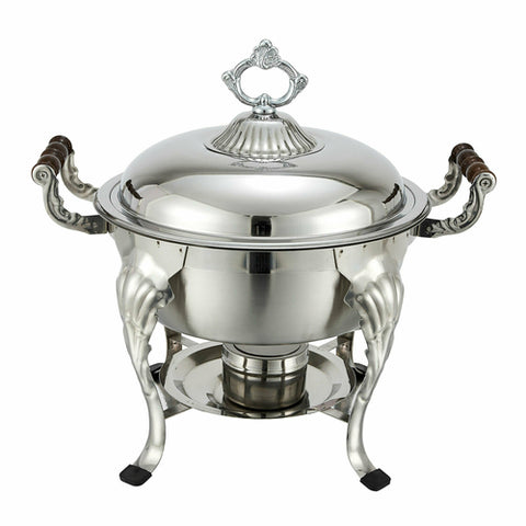 708 Winco 6 Qt. Crown Stainless Steel Round Chafer