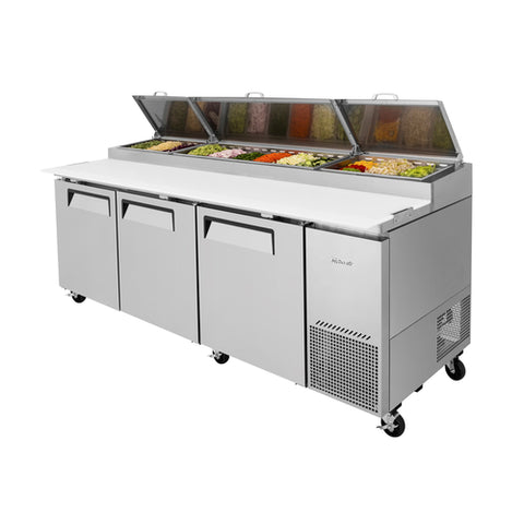 TPR-93SD-N Turbo Air 93" 3 Door Refrigerated Pizza Prep Table